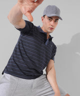 Campus Sutra Cotton Blend Stripes Half Sleeves Mens Polo T-Shirt
