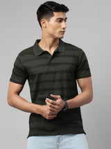 Kryptic Cotton Stripes Half Sleeves Mens Polo T-Shirt