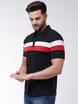 Gritstones Cotton Blend Color Block Half Sleeves Mens Polo T-Shirt