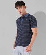 Campus Sutra Cotton Blend Stripes Half Sleeves Mens Polo T-Shirt