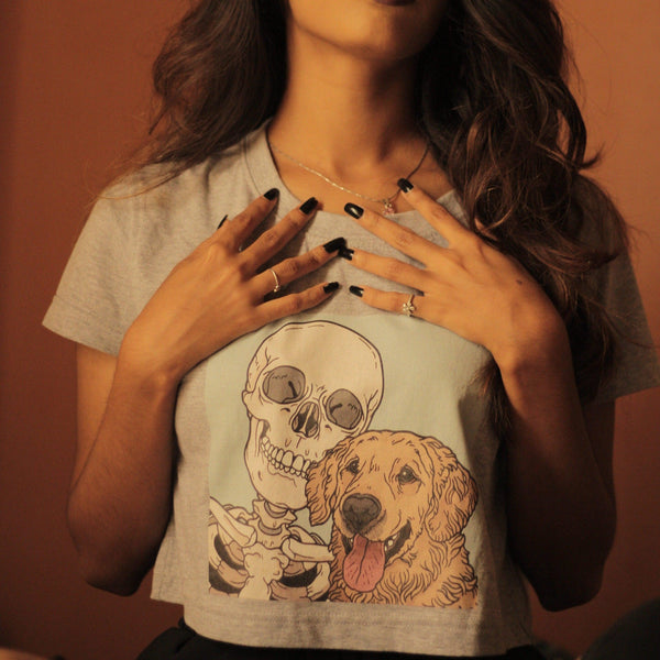 Skull and dog crop top